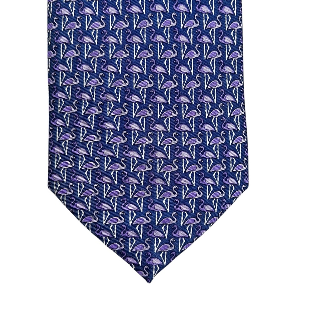 Jos A Bank Executive Collection Blue Purple Flamingo 100% Silk Tie NWOT - Picture 2 of 5